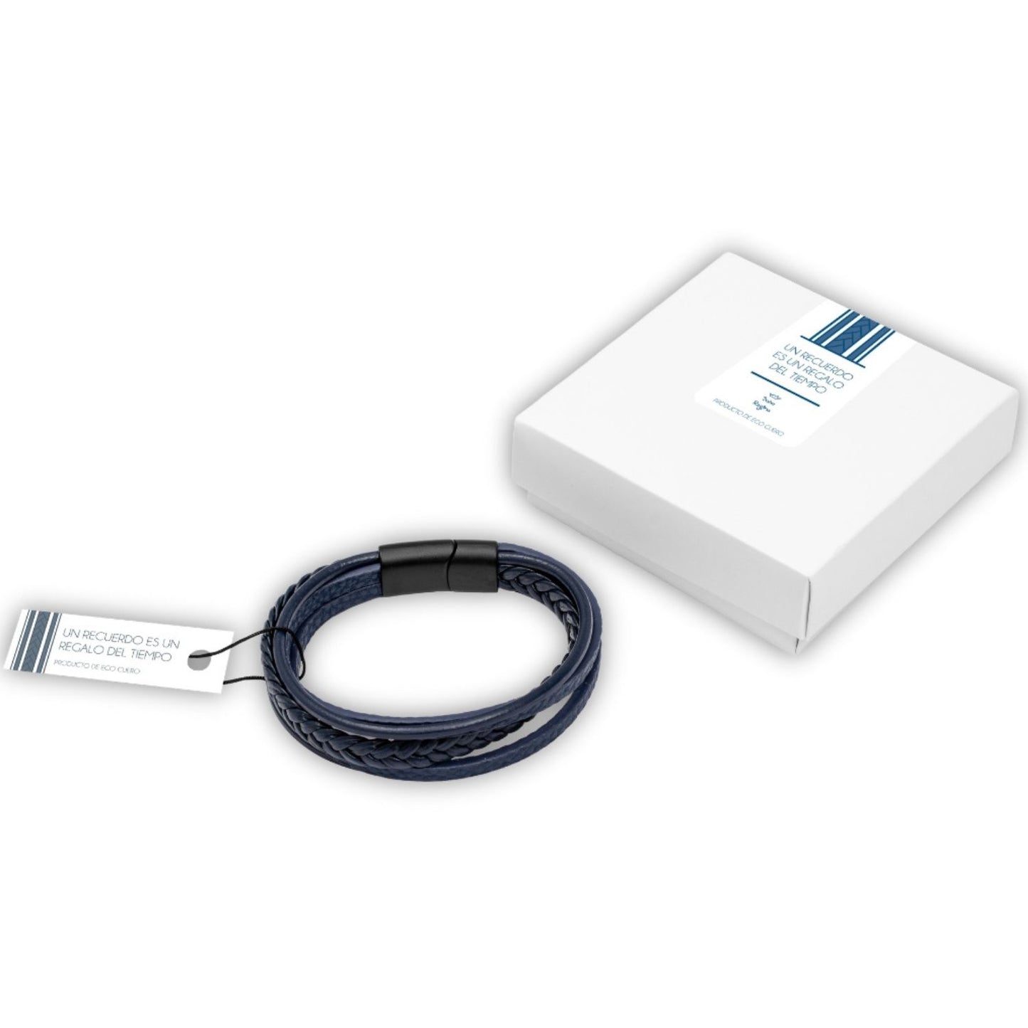 Pulsera hombre Eco Cuero 5 en 1 azul