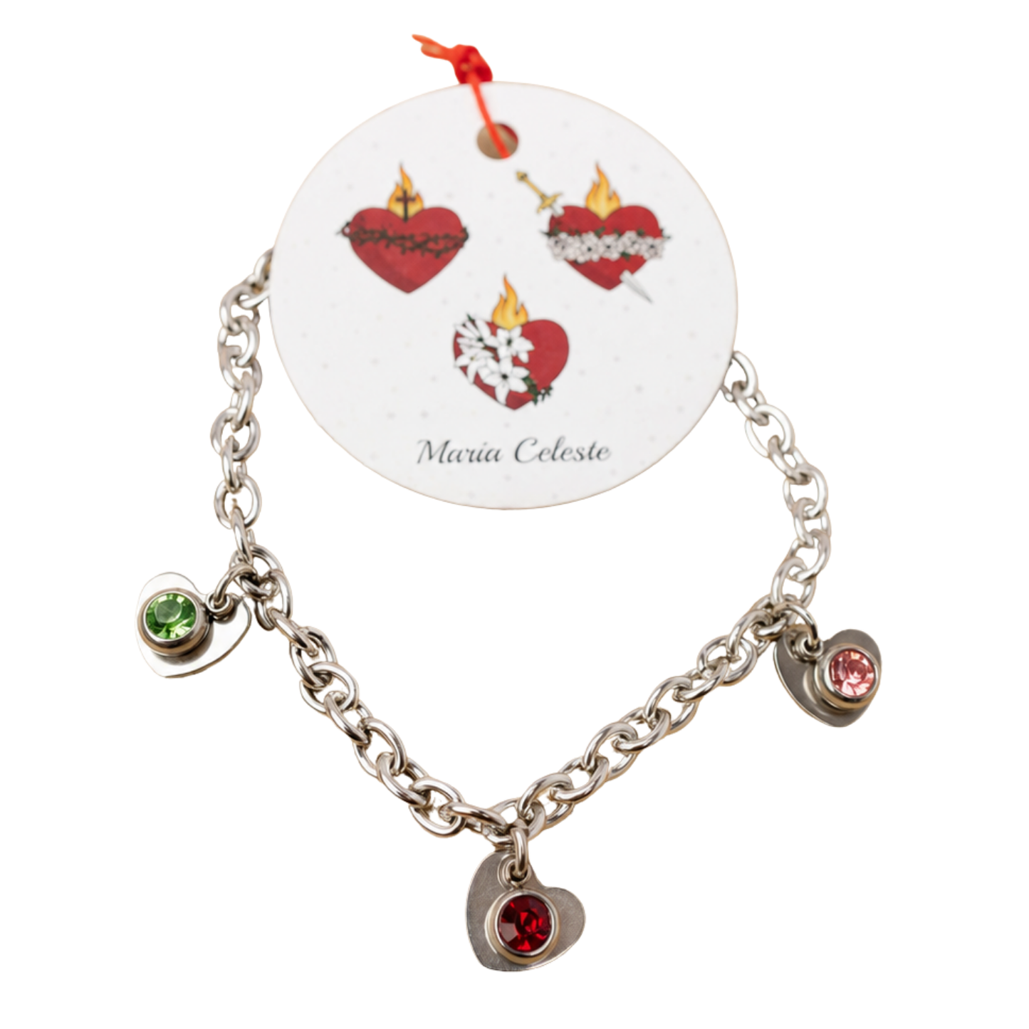 Pulsera 3 Corazones De Jesús, María Y José - Acero