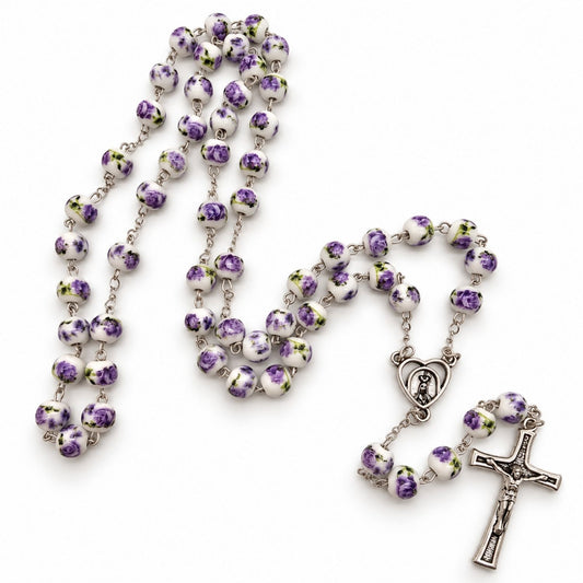 Rosario Nuestra Señora De Fátima - Porcelana Lila