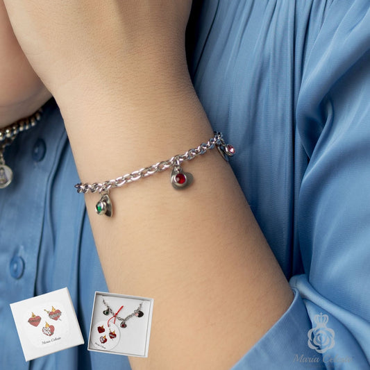 Pulsera 3 Corazones De Jesús, María Y José - Acero
