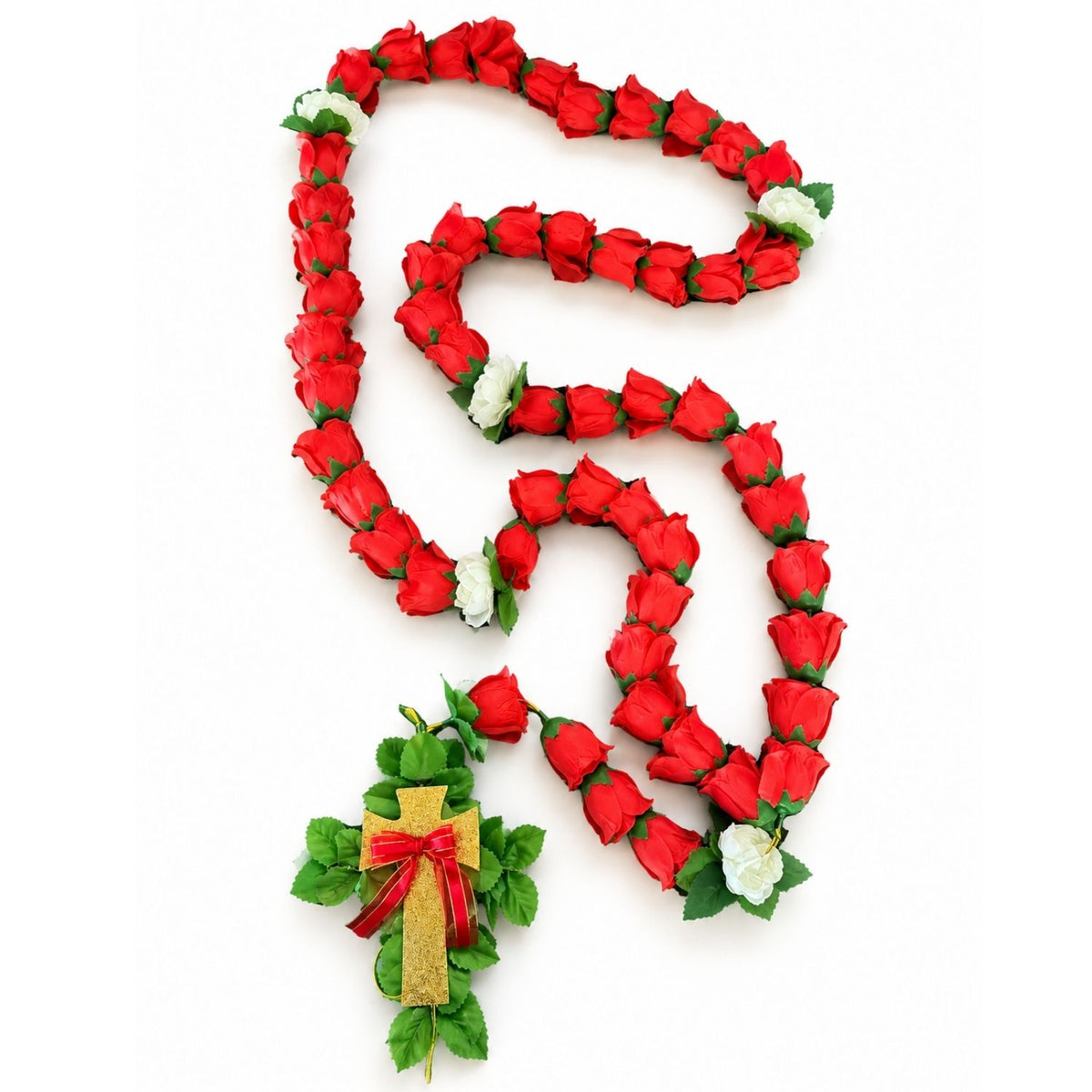 Rosario con rosas rojas