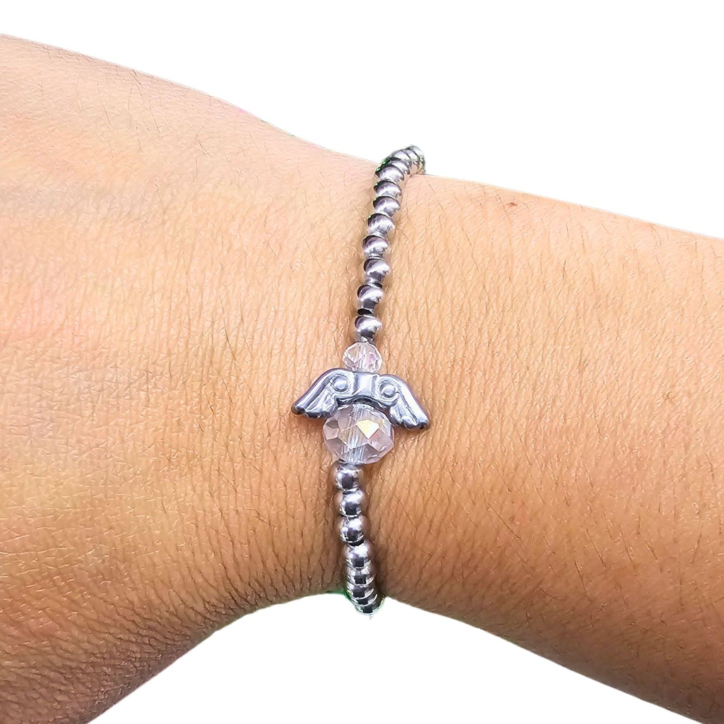 Pulsera acero angelito acompañame en mi camino - angelica