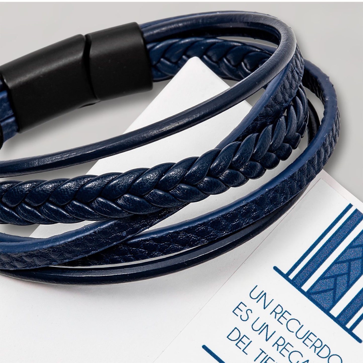 Pulsera hombre Eco Cuero 5 en 1 azul