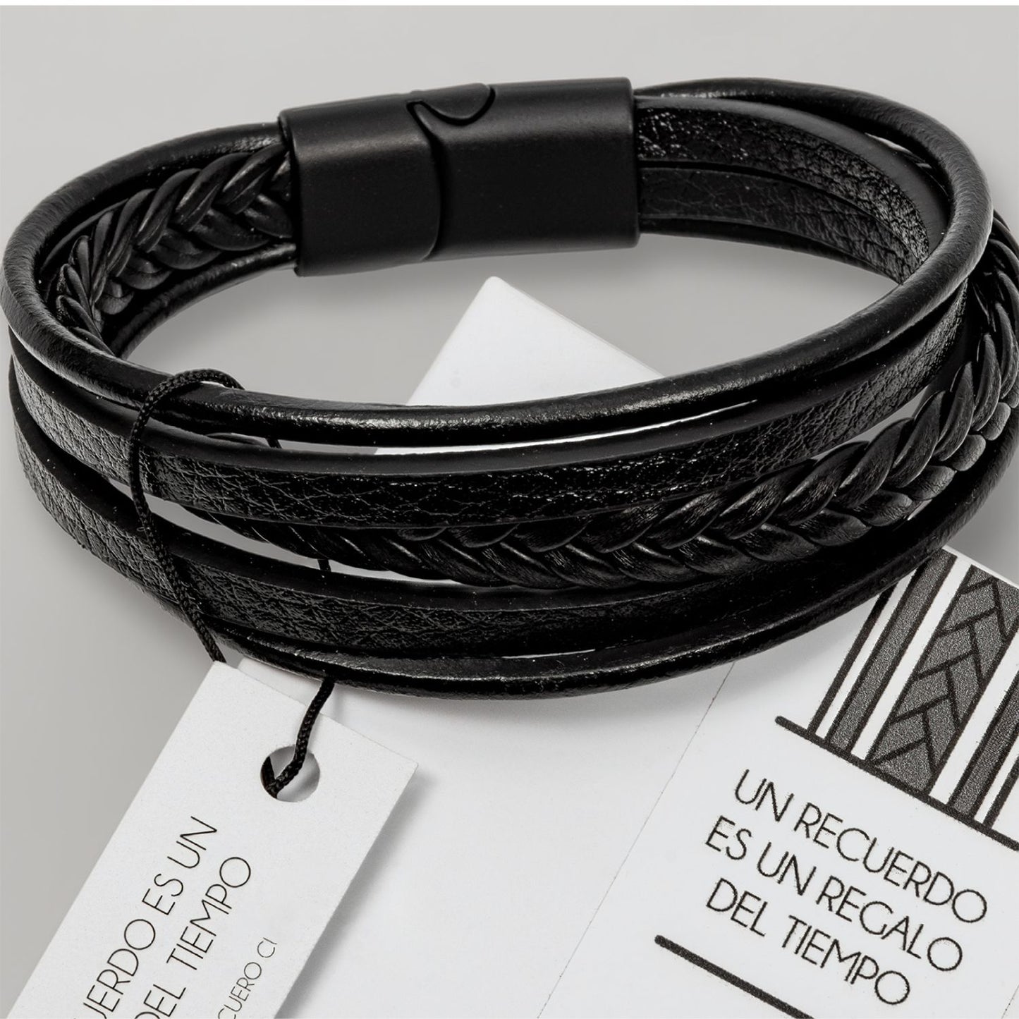 Pulsera hombre Eco Cuero 5 en 1 negra