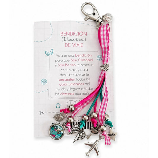 Bendición de viaje rosa y turqueza