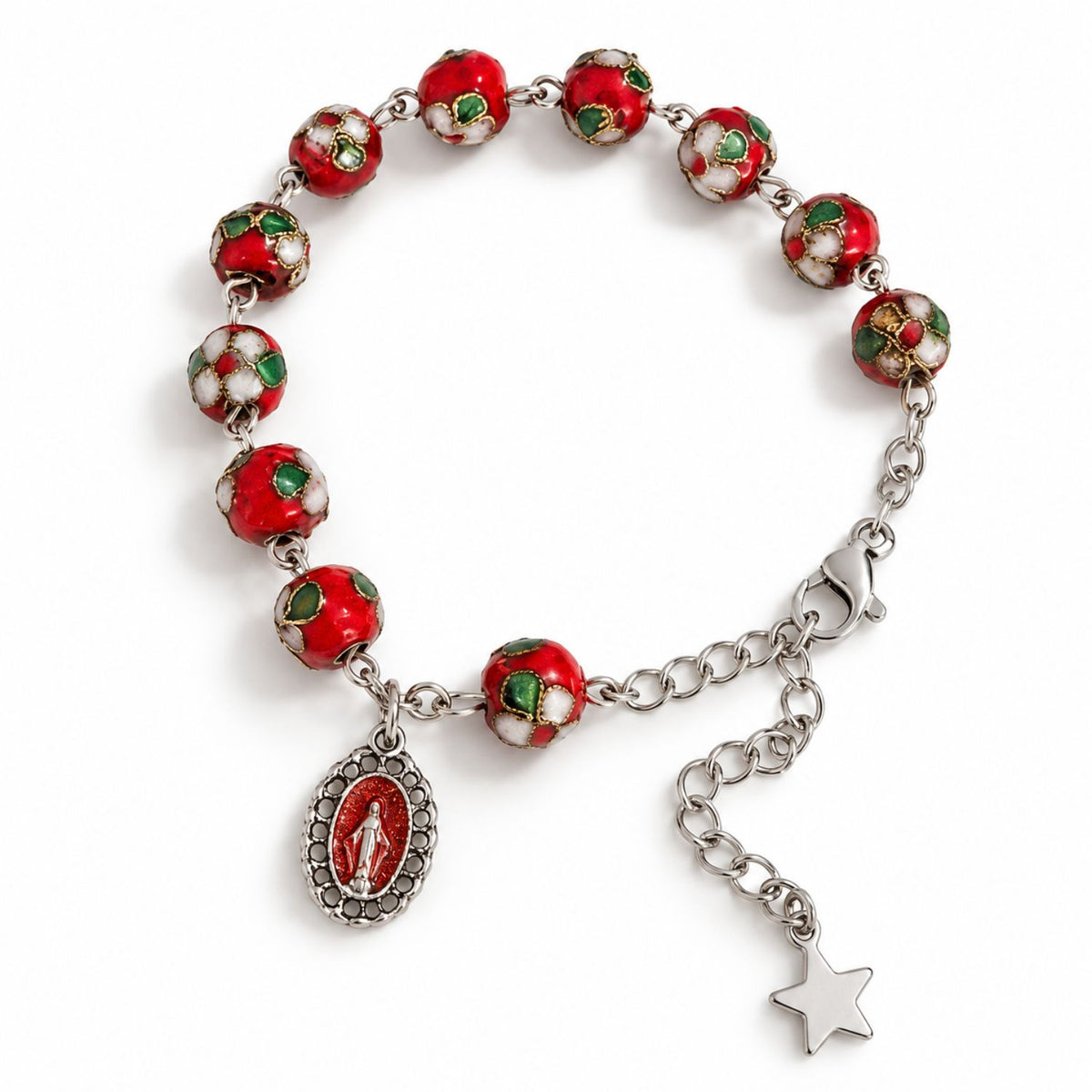 Pulsera Cloisoneé roja Medalla Milagrosa