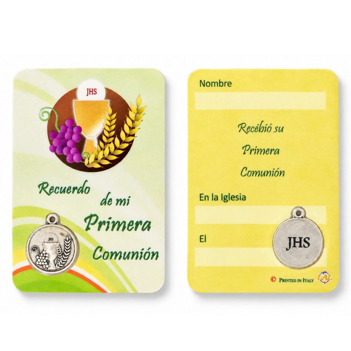Tarjeta con medalla Mi Primera Comunión
