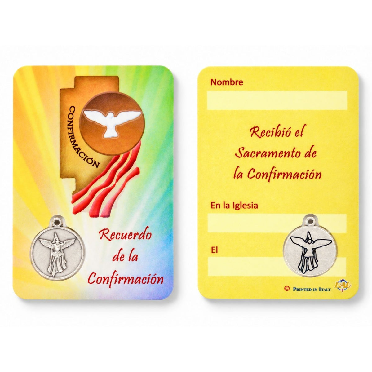 Tarjeta con medalla Mi Confirma